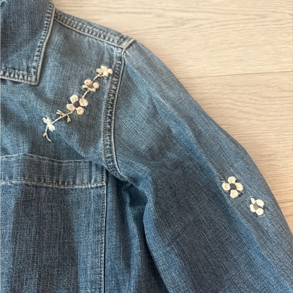 Lucky Brand Denim Embroidered Boho Shirt Dress Size S - Picture 3 of 6